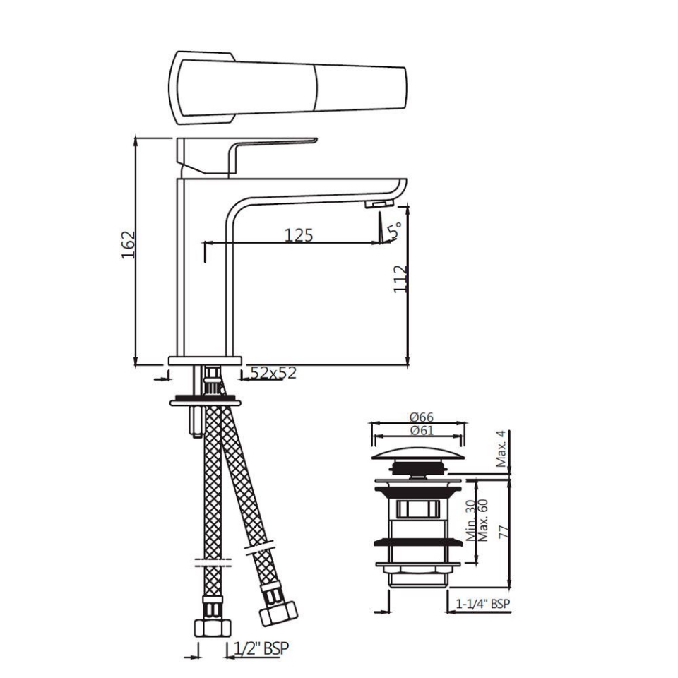 Kubix Prime Single Lever Basin Mixer Click Waste Jaquar Global