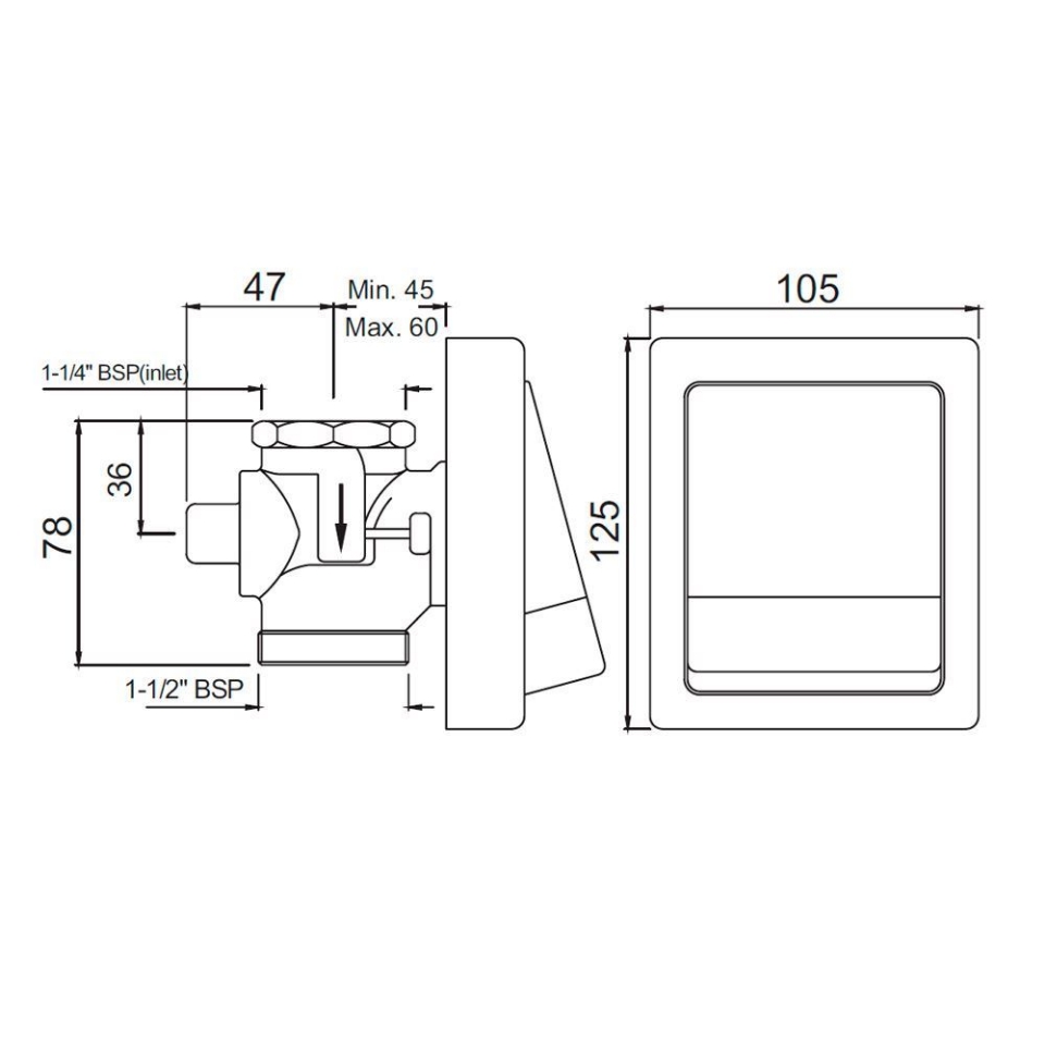 Dual Flow Rectangular Mm Flush Valve For Wc Jaquar Global