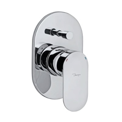 الصورة: مجموعة الأجزاء المكشوفة من محول داخل الحائط عالي التدفق بذراع واحد - كروم