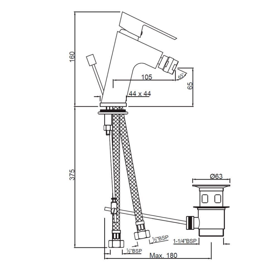 Lyric One Lever Popup System Toilet Bidet Mixer Jaquar Global