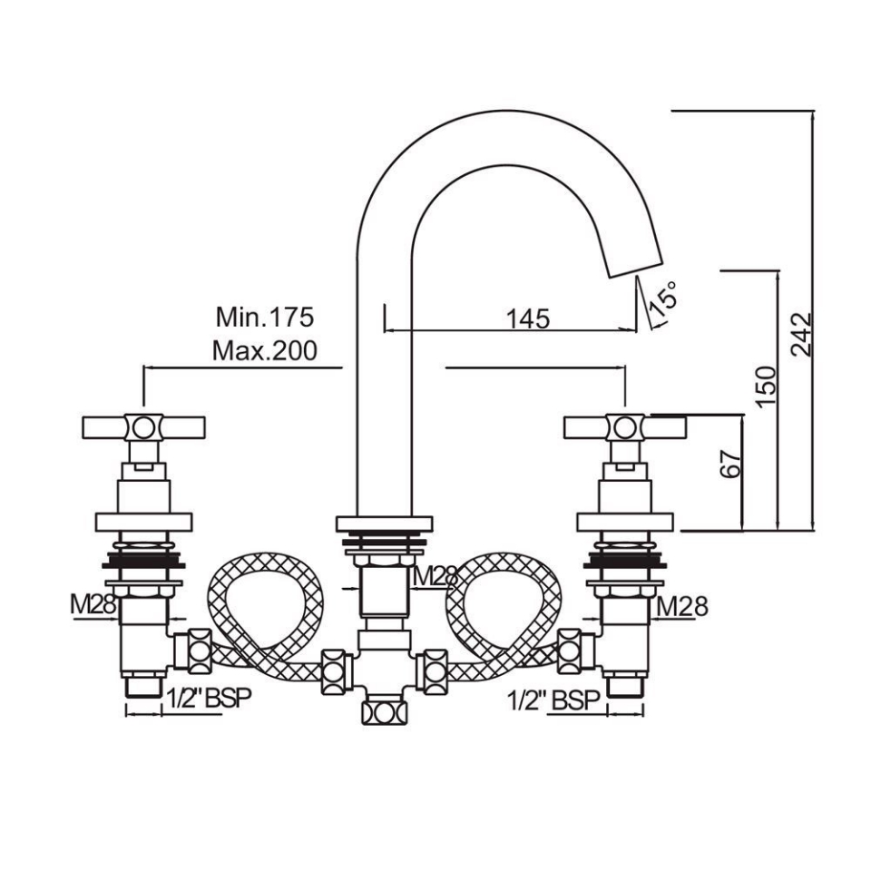 Solo Bath Tub Filler- 2 Control Valves and Spout | Jaquar Global