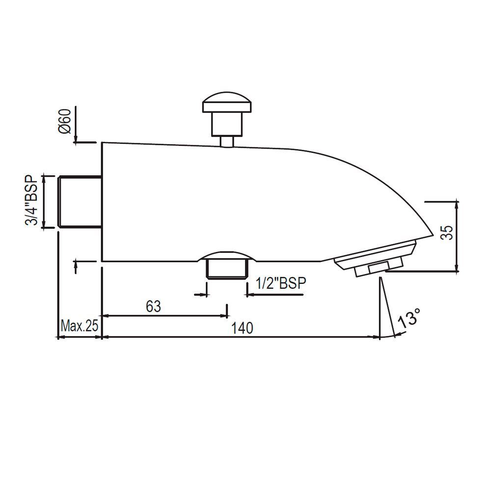 Jaquar Faucets, Bath Tub Spout, SPJ467 Bath Tub Spout Heavy Casted