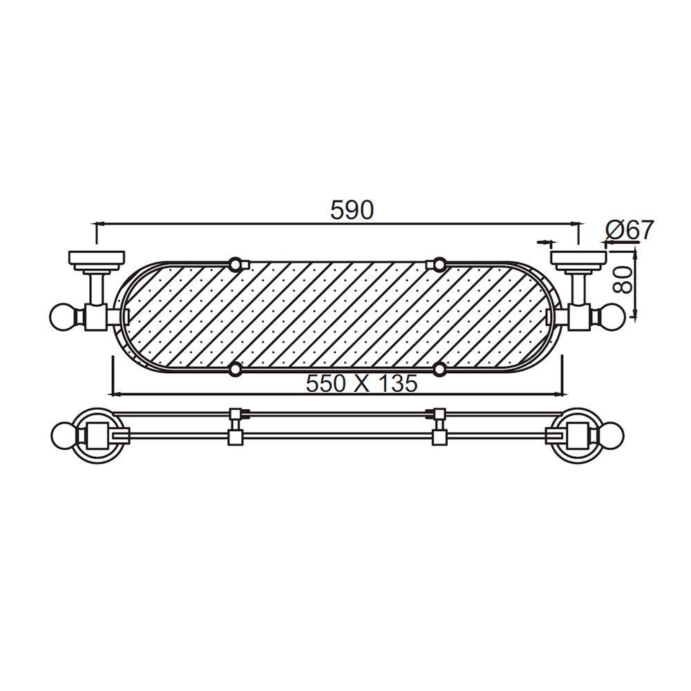 550mm Long Queens Bathing Area Glass Shelf | Jaquar Global