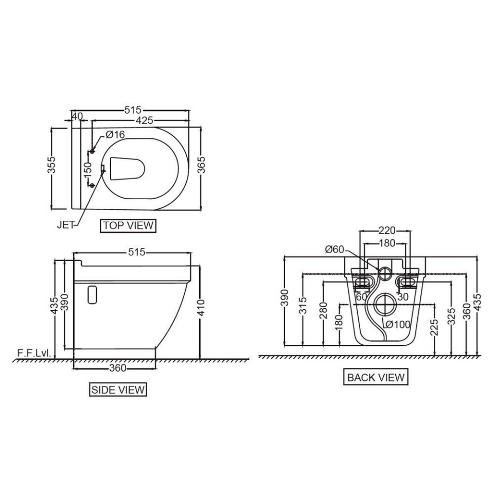 Solo Wall Hung Wc With In Built Jet 