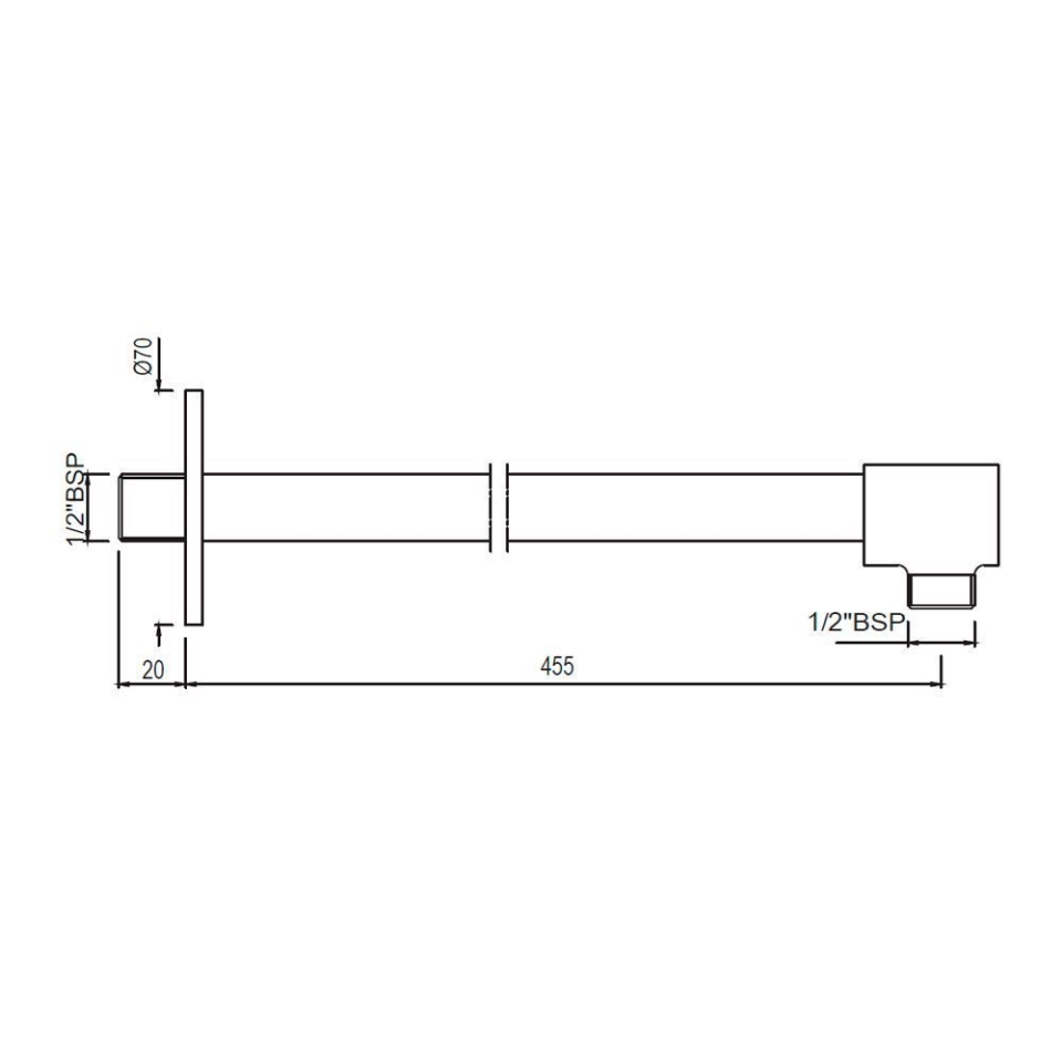 Shower Accessories Shower Arm Straight ø20mm & 450mm Long Round Shape