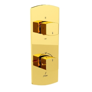 Picture of Mitigeur thermostatique de douche Aquamax avec inverseur 3 voies - PVD doré brillant