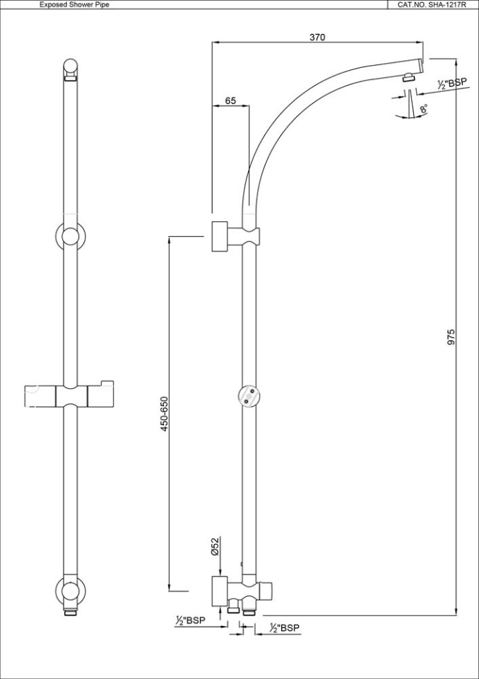 Exposed Shower Pipe Jaquar Global