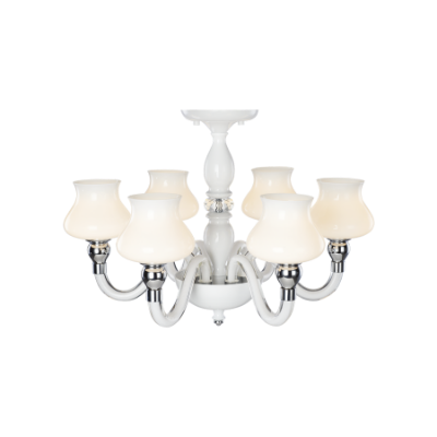 الصورة: نجفة على شكل إبريق زجاجي أبيض من 6 مصابيح