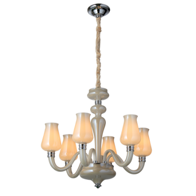 الصورة: نجفة من زجاج الأوبال شامبين من 6 مصابيح