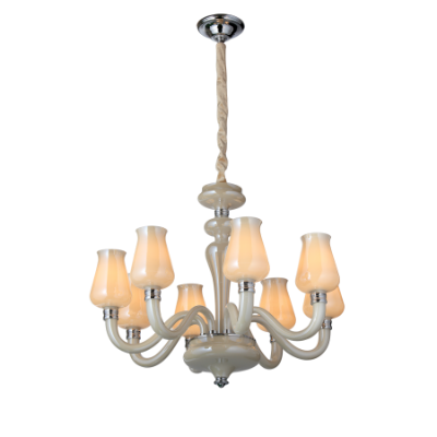 الصورة: نجفة زجاج الأوبال شامبين من 8 مصابيح