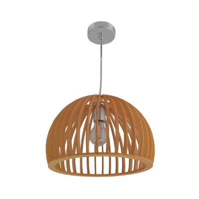 الصورة: نجفة مدلاة من خشب الخيزران بمصباح واحد