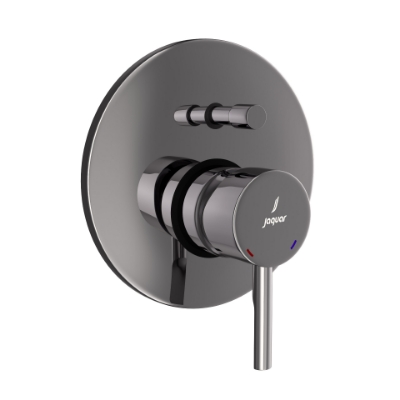 الصورة: مجموعة الأجزاء المكشوفة من محول داخل الحائط عالي التدفق بذراع واحد - كروم أسود