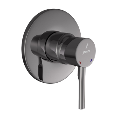 الصورة: مجموعة الأجزاء المكشوفة لمحبس يدوي مدمج في الحائط بذراع واحد - كروم أسود