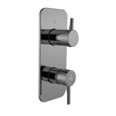 الصورة: خلاط شاور بذراع واحد أكواماكس بمحول ثلاثي الاتجاهات - كروم أسود