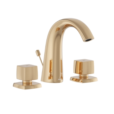 Picture of 3 Hole Basin Mixer with popup waste - Auric Gold