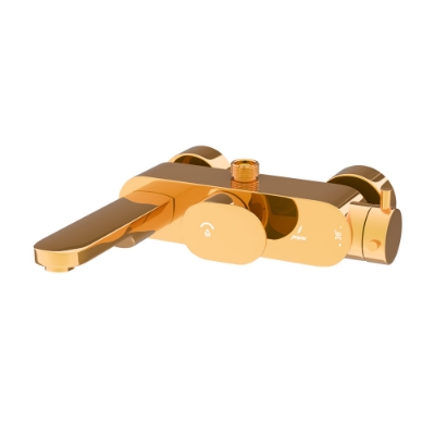 الصورة: خلاط حمام وشاور حراري مكشوف - ذهبي لامع PVD