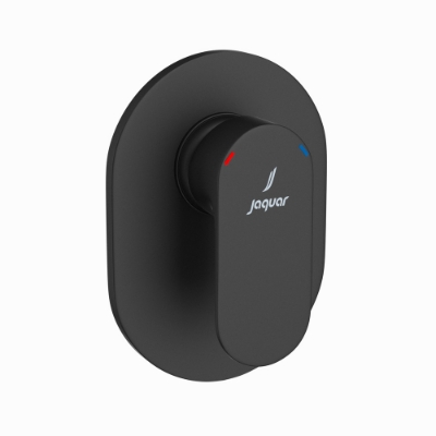 الصورة: مجموعة الأجزاء المكشوفة لمحبس يدوي مدمج في الحائط بذراع واحد - أسود مطفي