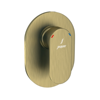 الصورة: مجموعة الأجزاء المكشوفة لمحبس يدوي مدمج في الحائط بذراع واحد - برونز معتق