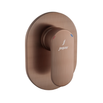 الصورة: مجموعة الأجزاء المكشوفة لمحبس يدوي مدمج في الحائط بذراع واحد - نحاس معتق