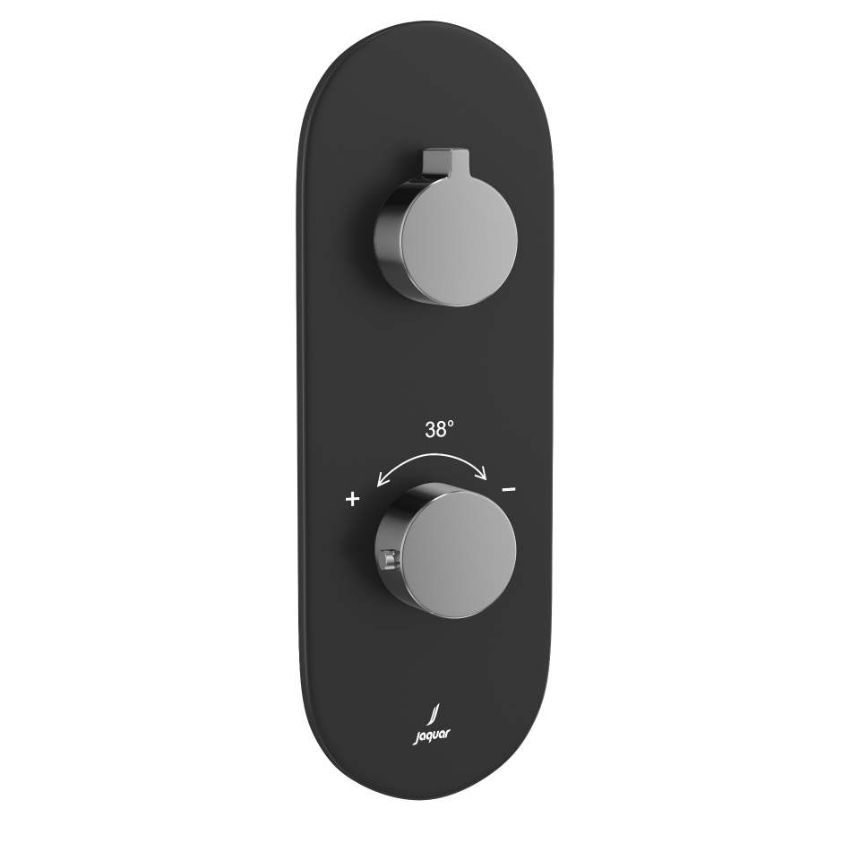 صورة خلاط شاور حراري أكواماكس - الذراع: كروم أسود | الجسم: أسود مطفي