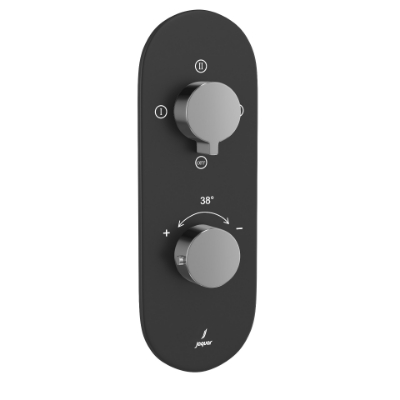 الصورة: خلاط شاور حراري أكواماكس - الذراع: كروم أسود | الجسم: أسود مطفي