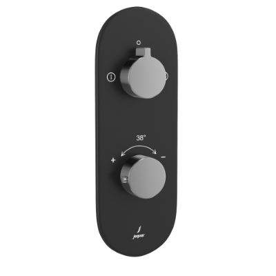 الصورة: خلاط شاور حراري أكواماكس - الذراع: كروم أسود | الجسم: أسود مطفي