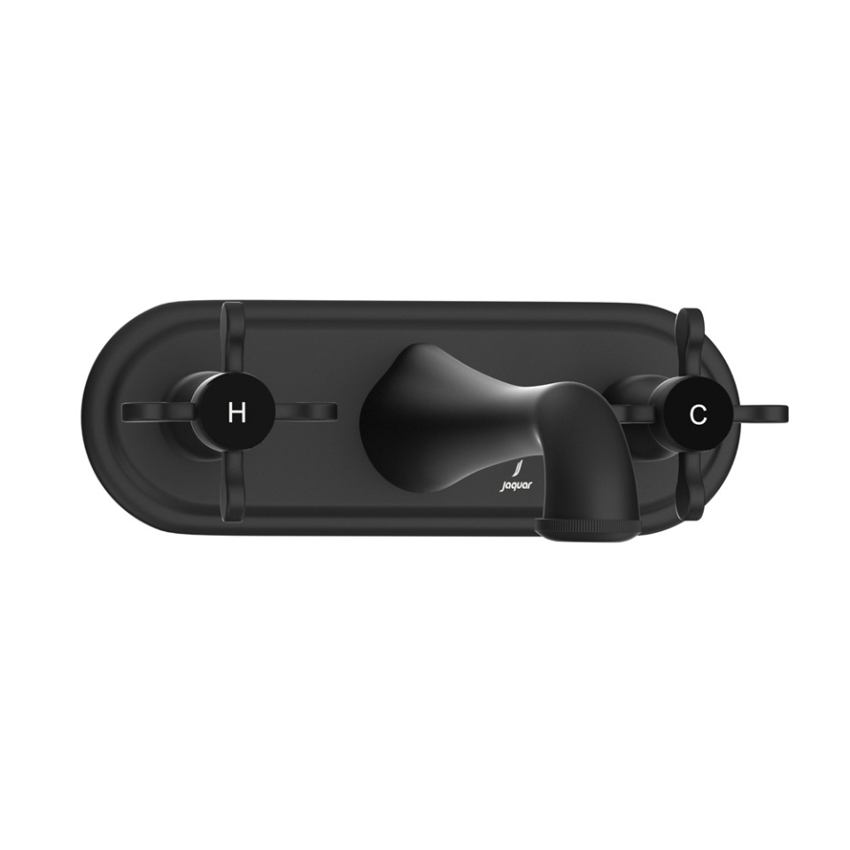 صورة خلاط مغسلة بثلاث فتحات مركّب على الحائط - أسود مطفي