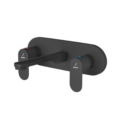 الصورة: خلاط مغسلة بثلاث فتحات مركّب على الحائط - أسود مطفي