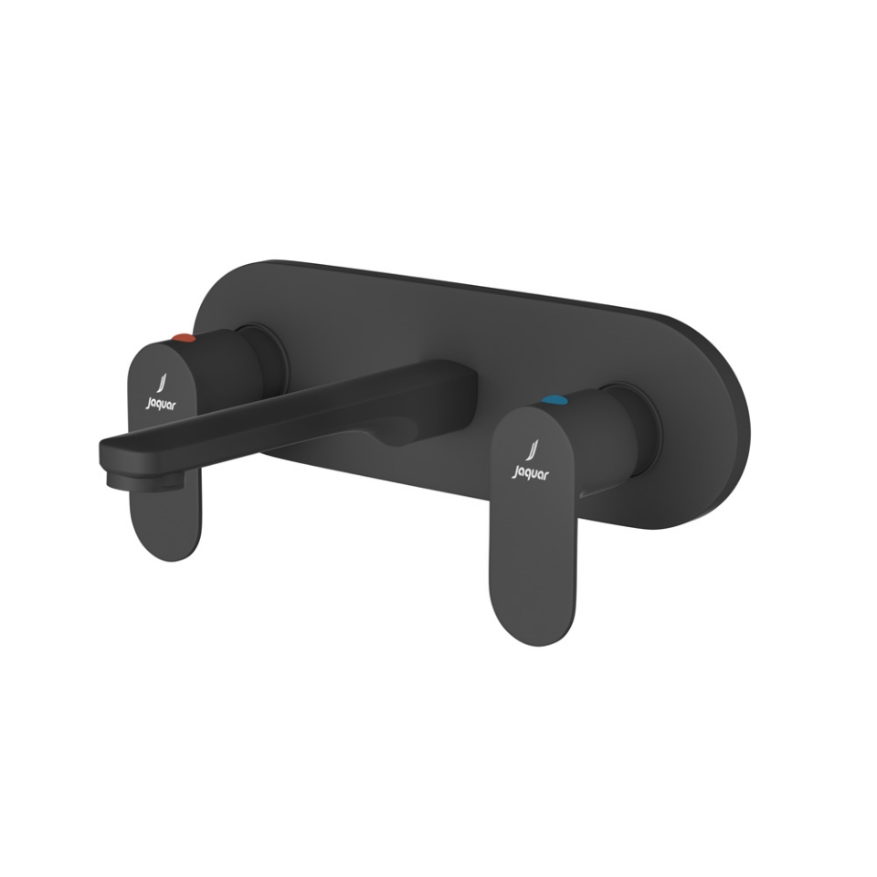 صورة خلاط مغسلة بثلاث فتحات مركّب على الحائط - أسود مطفي