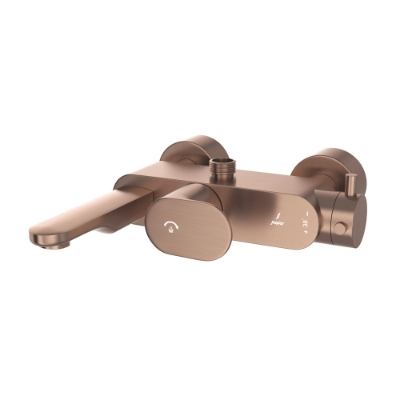 الصورة: خلاط حمام وشاور حراري مكشوف - نحاس معتق