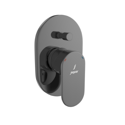 الصورة: مجموعة الأجزاء المكشوفة من محول داخل الحائط عالي التدفق بذراع واحد - كروم أسود