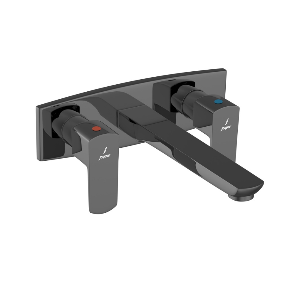 صورة خلاط مغسلة بثلاث فتحات مركّب على الحائط - كروم أسود