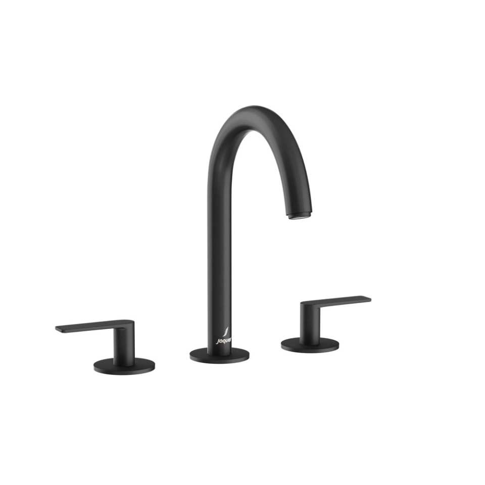 صورة 3-Hole Basin Mixer with Pipe Spout - Black Matt