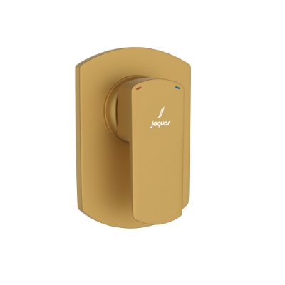 الصورة: مجموعة الأجزاء المكشوفة لمحبس يدوي مدمج في الحائط بذراع واحد - ذهبي مطفي PVD