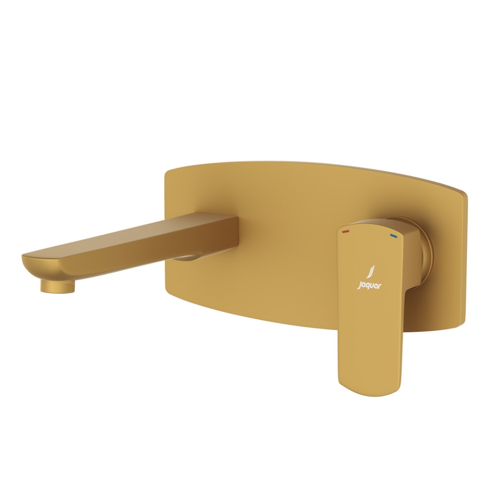 صورة الأجزاء المكشوفة لمحبس يدوي مدمج في الحائط بذراع واحد - ذهبي مطفي PVD