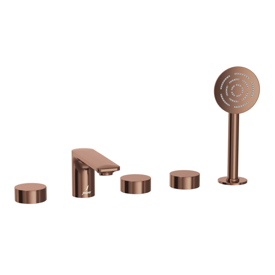 صورة خلاط حمام وشاور بخمس فتحات - روز جولد PVD