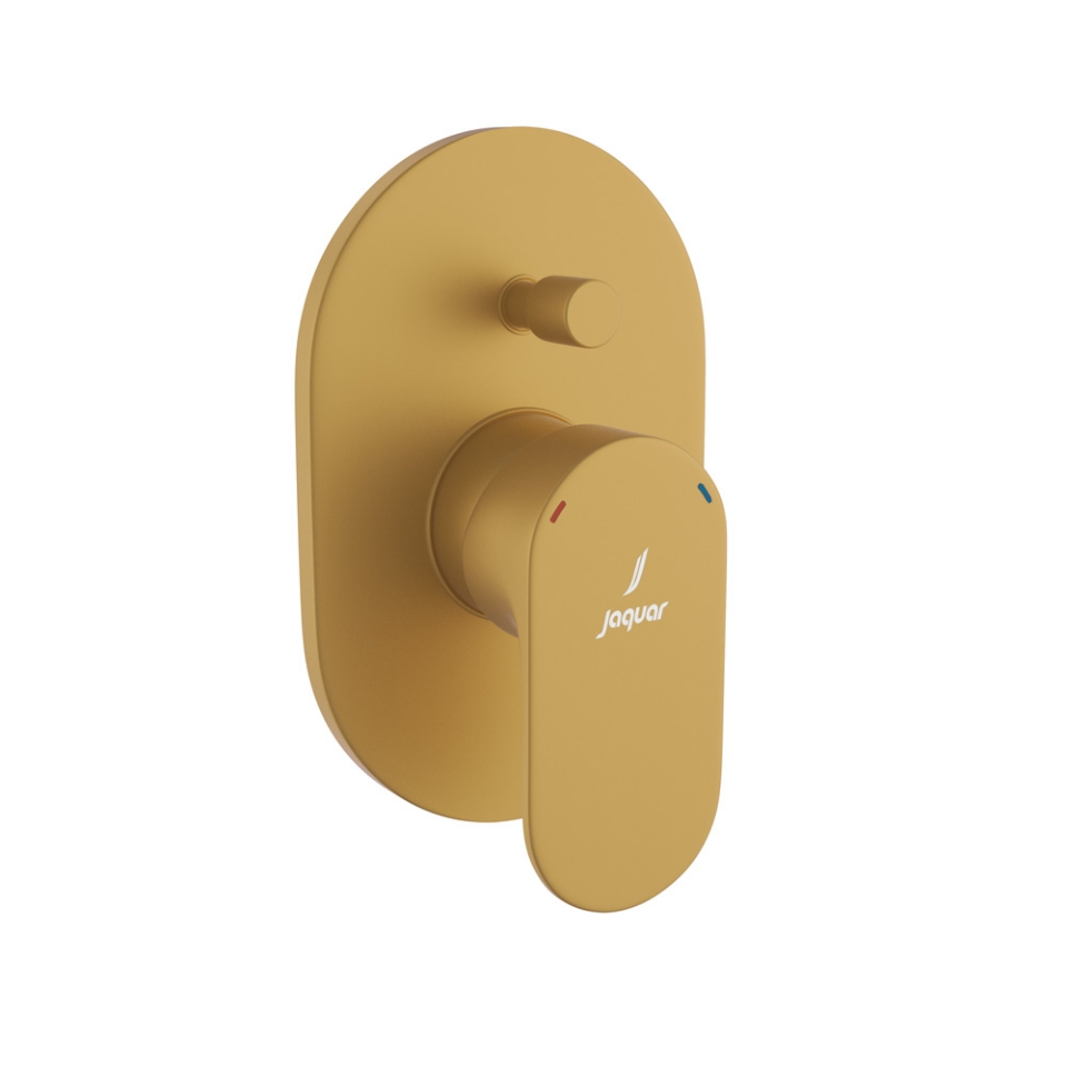 صورة مجموعة الأجزاء المكشوفة من محول داخل الحائط عالي التدفق بذراع واحد - ذهبي مطفي PVD