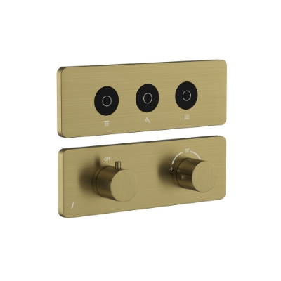 الصورة: مجموعة الأجزاء المكشوفة لنظام شاور كلاود باللمس بثلاثة مخارج - روز جولد PVD