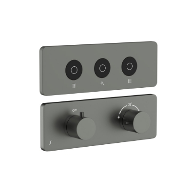 الصورة: مجموعة الأجزاء المكشوفة لنظام شاور كلاود باللمس بثلاثة مخارج - روز جولد PVD