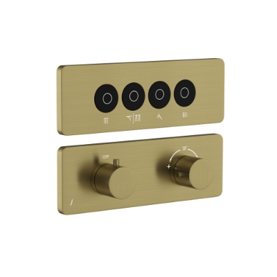 الصورة: مجموعة الأجزاء المكشوفة لنظام شاور كلاود باللمس بأربعة مخارج - روز جولد PVD