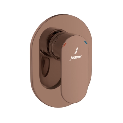 الصورة: مجموعة الأجزاء المكشوفة لمحبس يدوي مدمج في الحائط بذراع واحد - روز جولد PVD