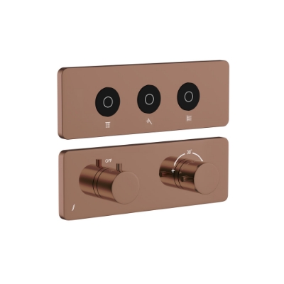 الصورة: مجموعة الأجزاء المكشوفة لنظام شاور كلاود باللمس بثلاثة مخارج - روز جولد PVD