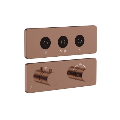 الصورة: مجموعة الأجزاء المكشوفة لنظام شاور كلاود باللمس بثلاثة مخارج - روز جولد PVD