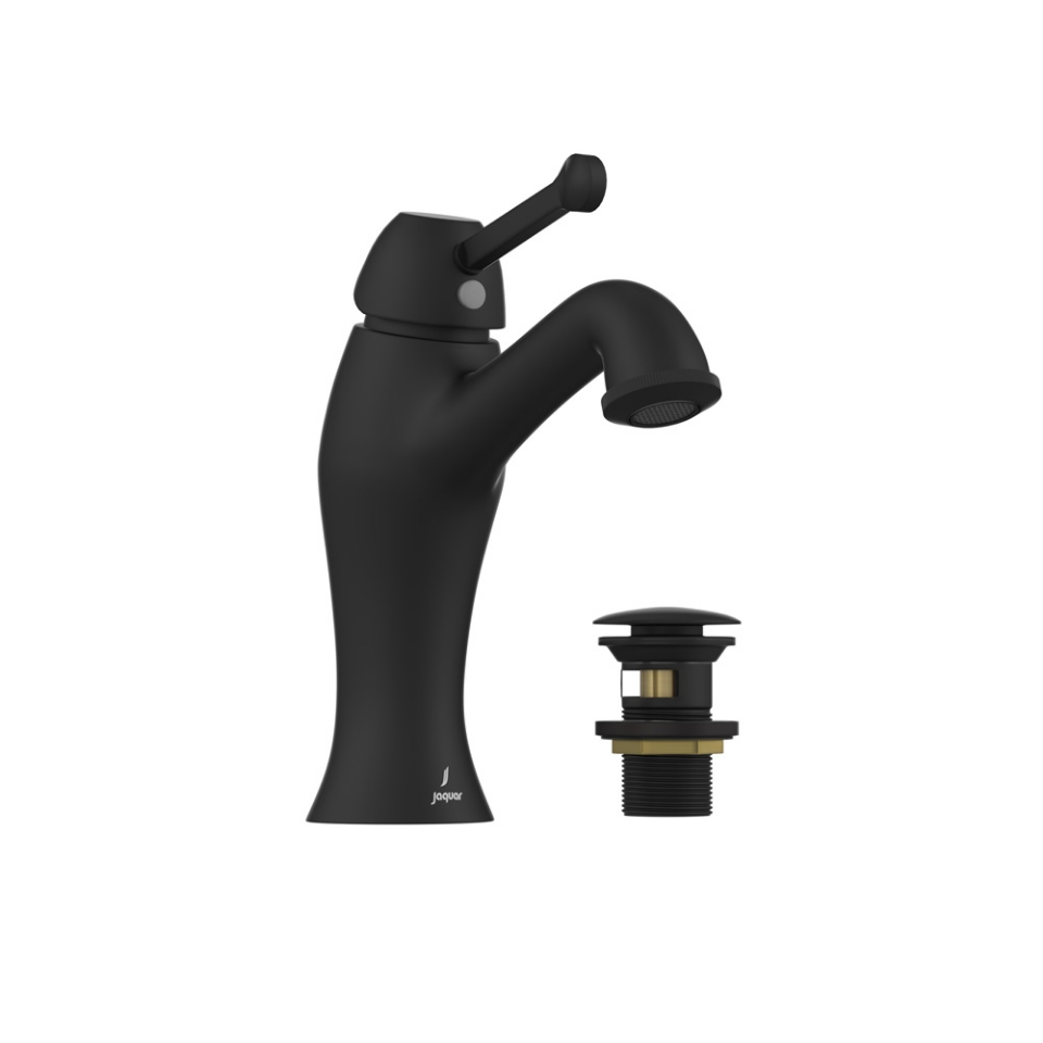 صورة خلاط مغسلة بذراع واحد وتصريف بصوت طقّة - أسود مطفي