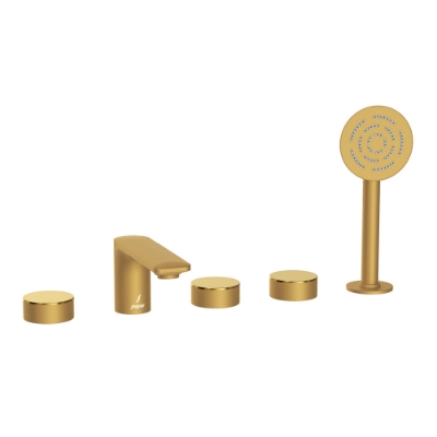 Picture of 5-Hole Bath & Shower Mixer - Lever: Gold Bright PVD | Body: Gold Matt PVD