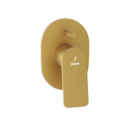 الصورة: مجموعة الأجزاء المكشوفة من محول داخل الحائط عالي التدفق بذراع واحد - ذهبي مطفي PVD