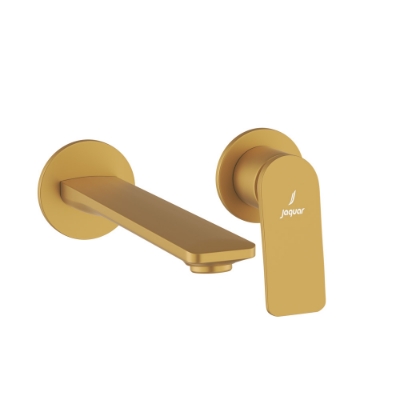 الصورة: الأجزاء المكشوفة لمحبس يدوي مدمج في الحائط بذراع واحد - ذهبي مطفي PVD