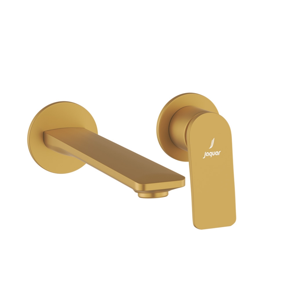 صورة الأجزاء المكشوفة لمحبس يدوي مدمج في الحائط بذراع واحد - ذهبي مطفي PVD