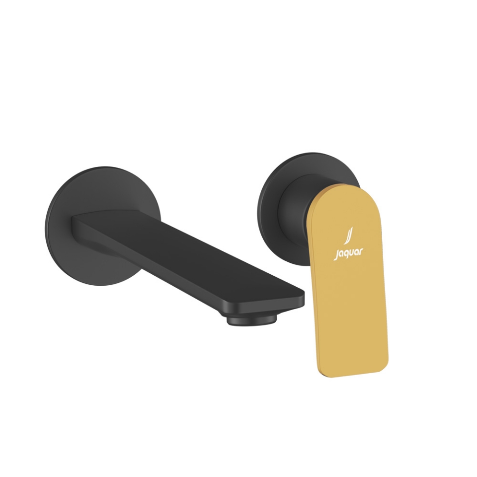 صورة الأجزاء المكشوفة لمحبس يدوي مدمج في الحائط بذراع واحد - الذراع: ذهبي لامع PVD | الجسم: ذهبي مطفي PVD