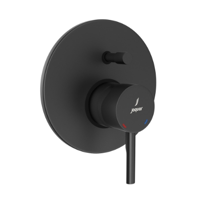 الصورة: مجموعة الأجزاء المكشوفة من محول داخل الحائط عالي التدفق بذراع واحد - أسود مطفي